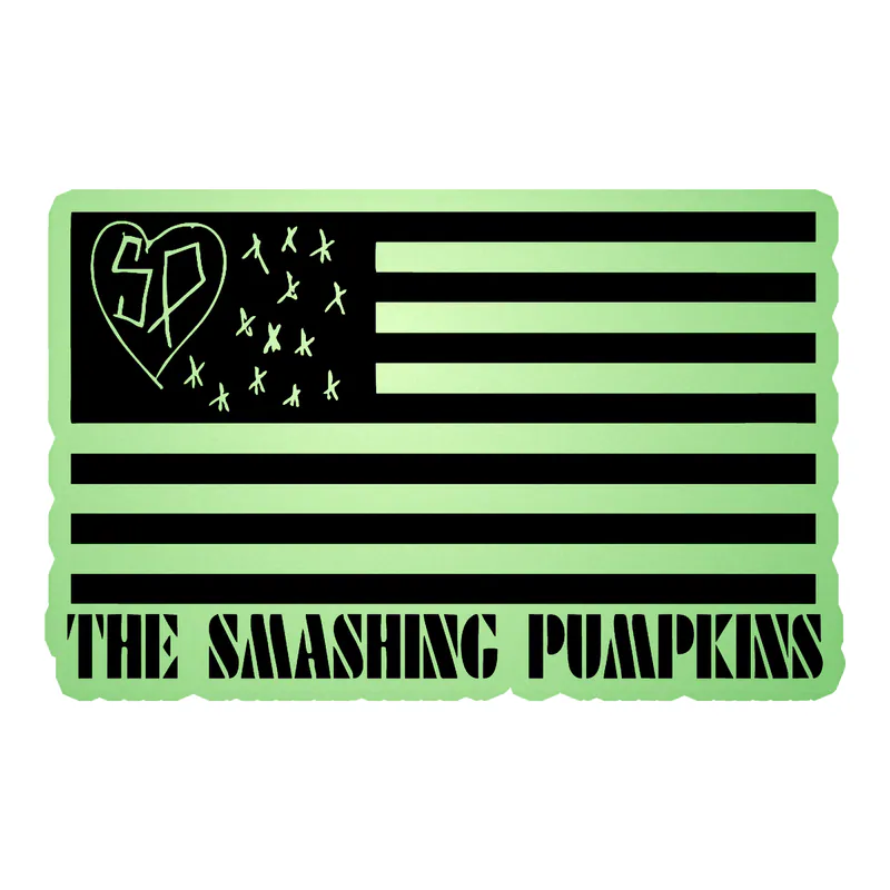 The Smashing Pumpkins - Flag With Name - Glow in the Dark Vinyl Sticker - Custom Size