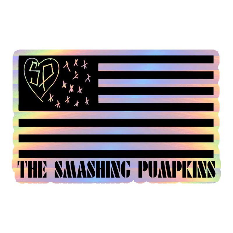 The Smashing Pumpkins - Flag With Name - Holographic Vinyl Sticker - Custom Size