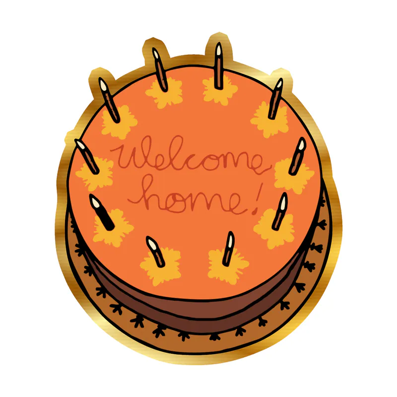 Coraline - Cake - Gold Chrome Vinyl Sticker - Custom Size