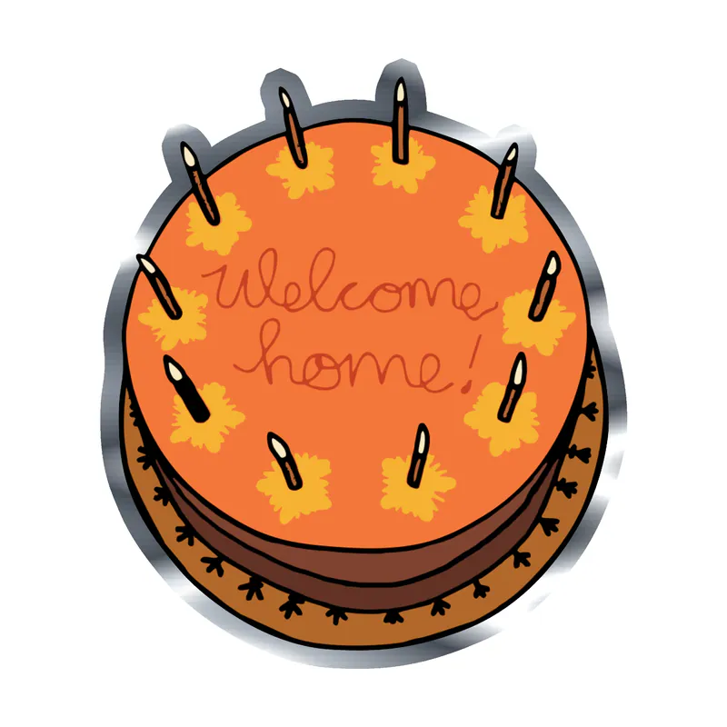Coraline - Cake - Silver Chrome Vinyl Sticker - Custom Size