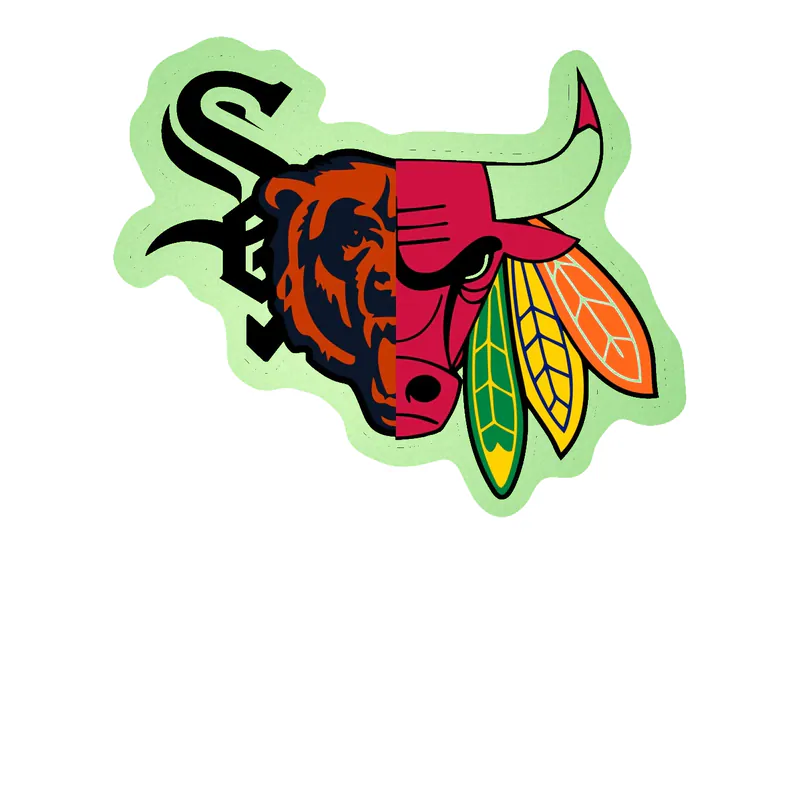 Chicago Sports Teams Mashup - Image 5 - Glow in the Dark Vinyl Sticker - Custom Size