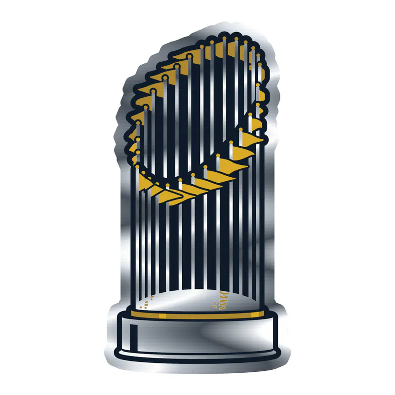 World Series Trophy Silver Chrome Vinyl Sticker - Custom Size