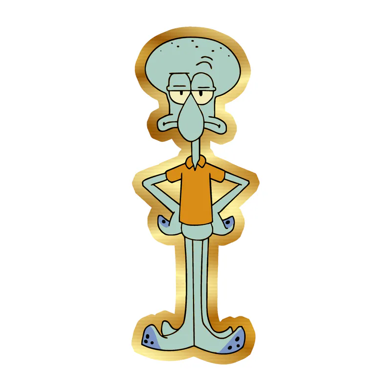 Spongebob - Squidward Gold Chrome Vinyl Decal - Custom Size