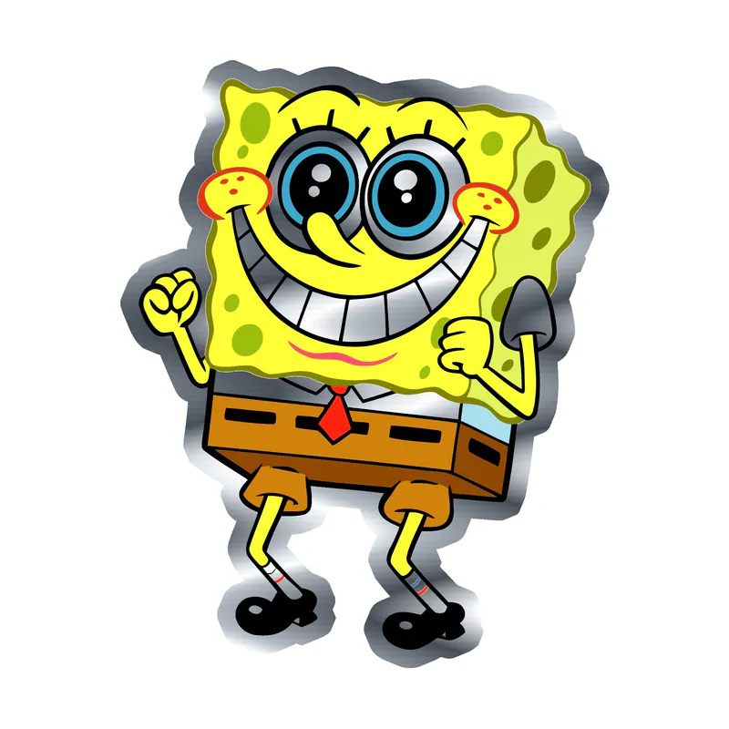 Spongebob - Silver Chrome Vinyl Decal - Custom Size