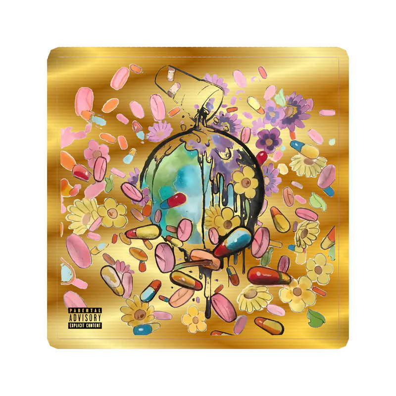 Juice Wrld Album Cover Gold Chrome Vinyl Decal - Custom Size