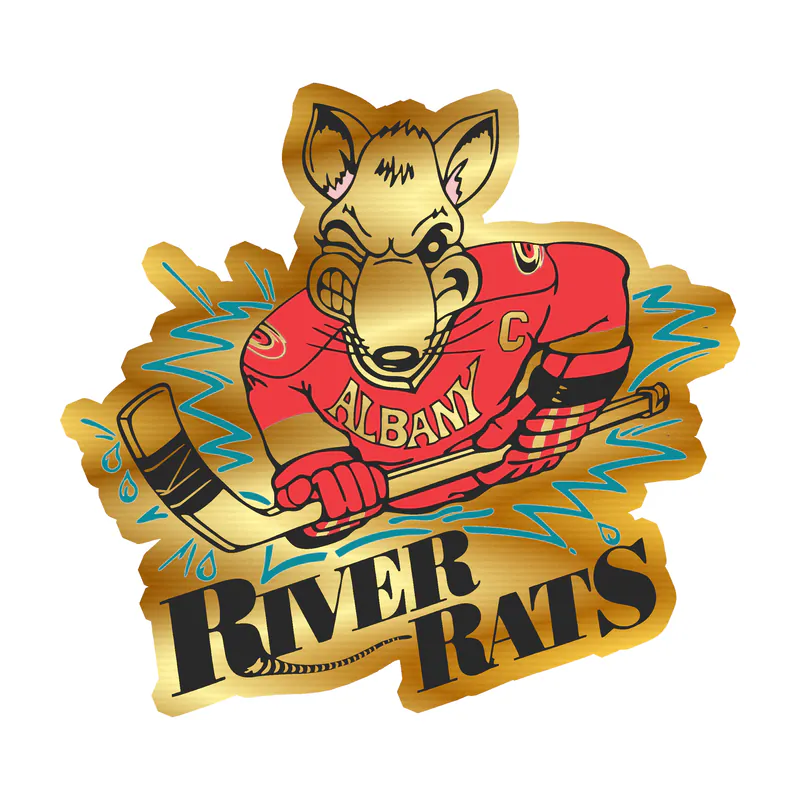 Albany River Rats - Mascot - Gold Chrome Vinyl Sticker - Custom Size