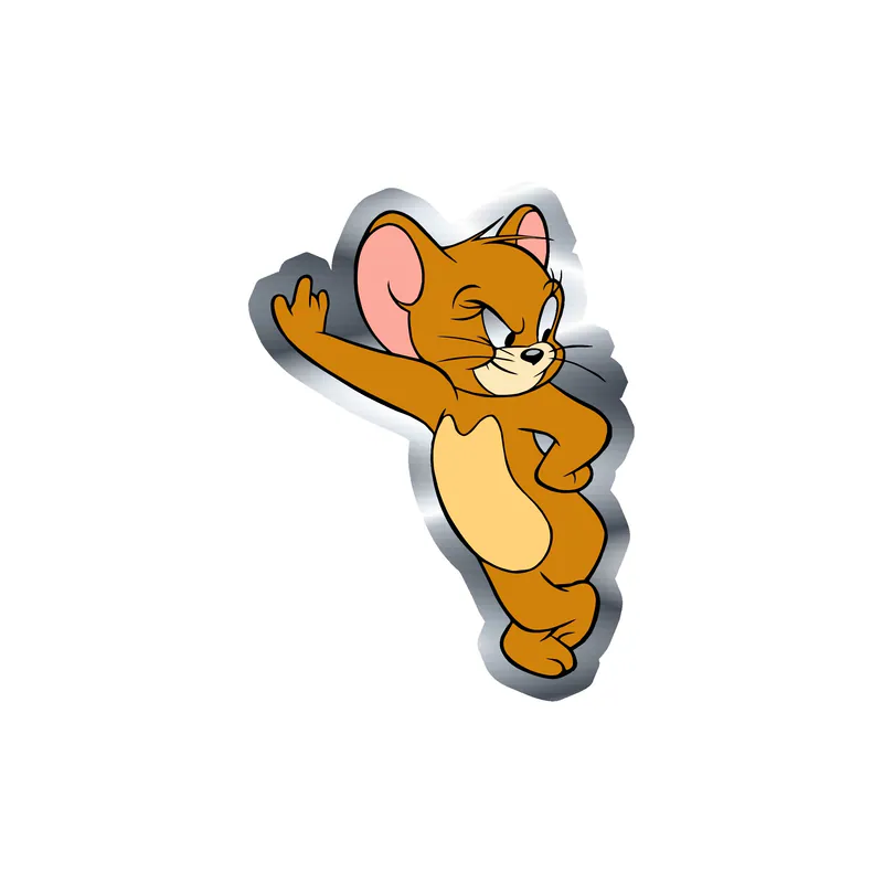 Tom And Jerry- Jerry - Silver Chrome Vinyl Sticker - Custom Size