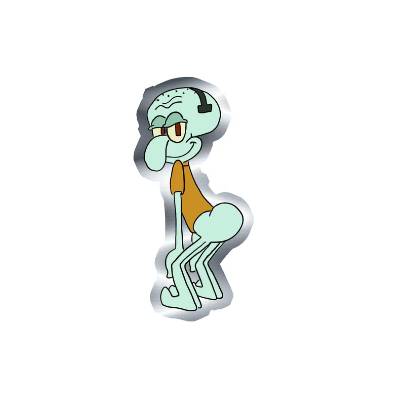 Spongebob - Squidward - Silver Chrome Vinyl Decal - Custom Size