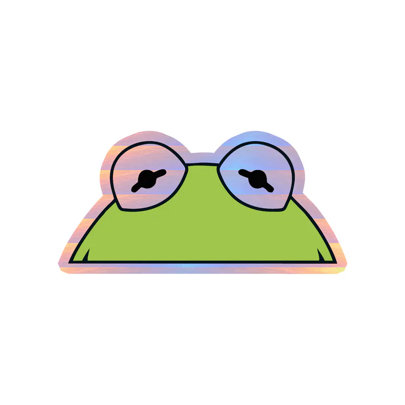 Kermit- Peaking - Holographic Vinyl Decal - Custom Size