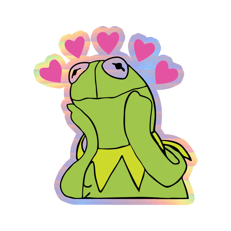 Kermit- Love - Holographic Vinyl Decal - Custom Size