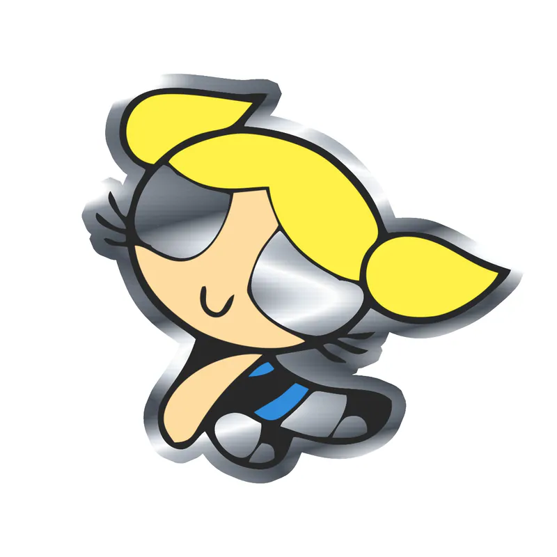 Powerpuff Girls- Bubbles - Silver Chrome Vinyl Decal - Custom Size