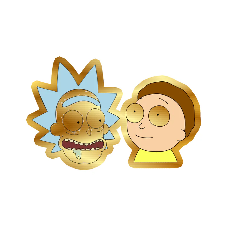 Rick And Morty - Gold Chrome Vinyl Sticker - Custom Size
