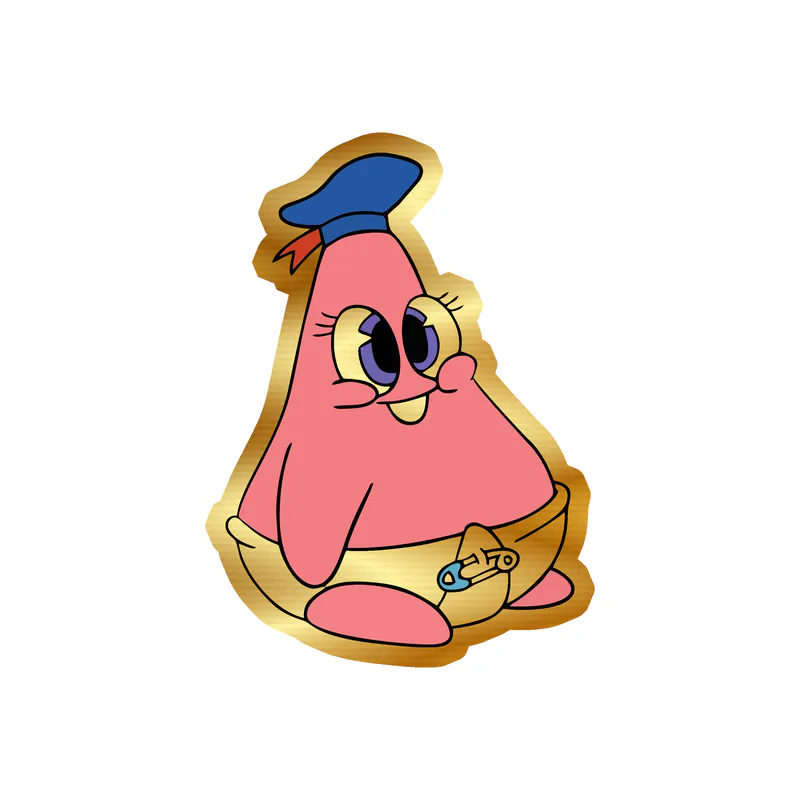 Spongebob - Baby Patrick Gold Chrome Vinyl Decal - Custom Size