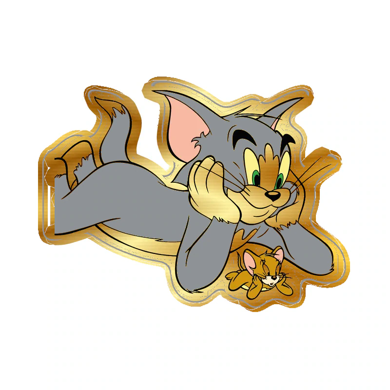 Tom and Jerry - Gold Chrome Vinyl Sticker - Custom Size