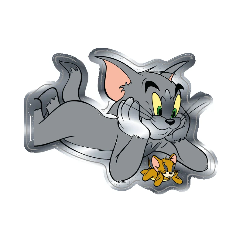 Tom and Jerry - Silver Chrome Vinyl Sticker - Custom Size