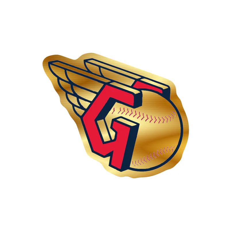 Cleveland Indians - Baseball With Wings - Gold Chrome Vinyl Sticker - Custom Size