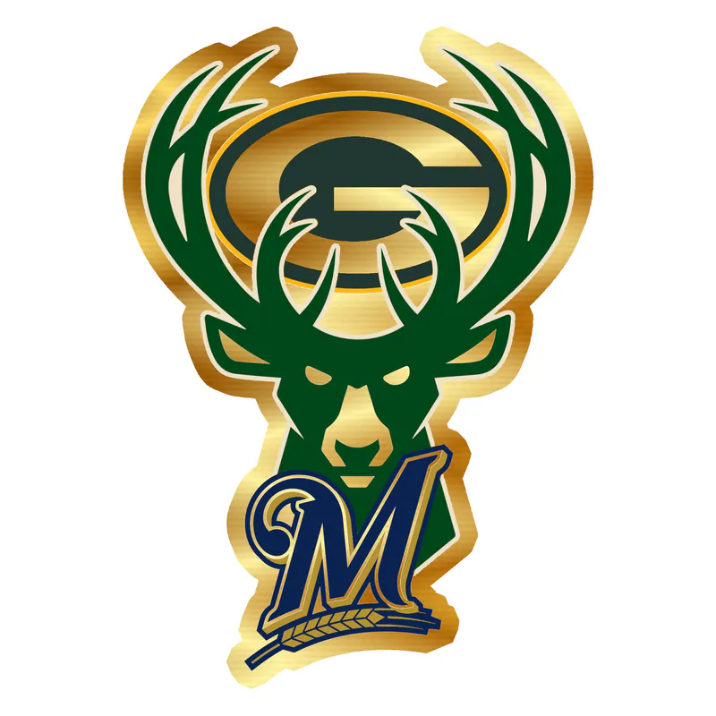 Wisconsin Sport Teams Gold Chrome Vinyl Sticker