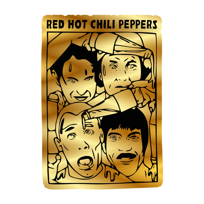 Red Hot Chili Peppers Gold Chrome Vinyl Decal - Custom Size