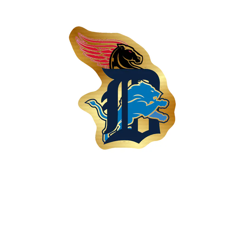 Detroit Sports Teams Gold Chrome Vinyl Sticker - Custom Size