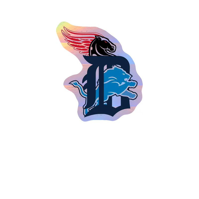 Detroit Sports Teams Holographic Vinyl Sticker - Custom Size
