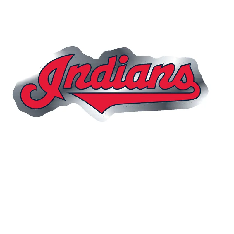 Cleveland Indians - Indians Cursive - Silver Chrome Vinyl Sticker - Custom Size