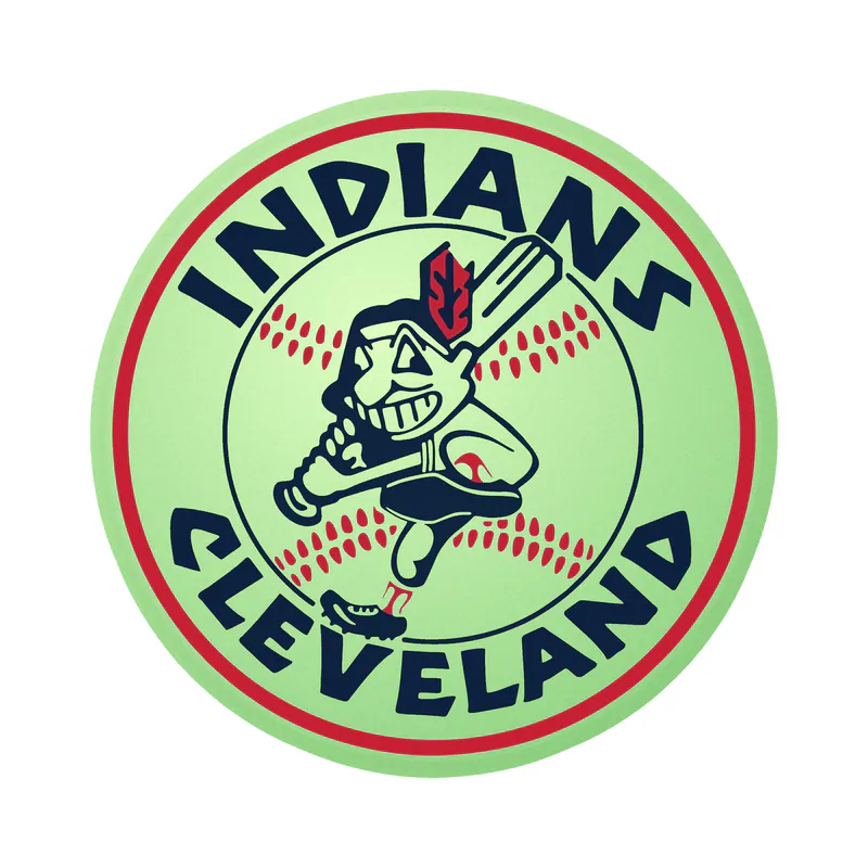 Cleveland Indians - White Circle With Chief Wahoo - Glow in the Dark Vinyl Sticker - Custom Size