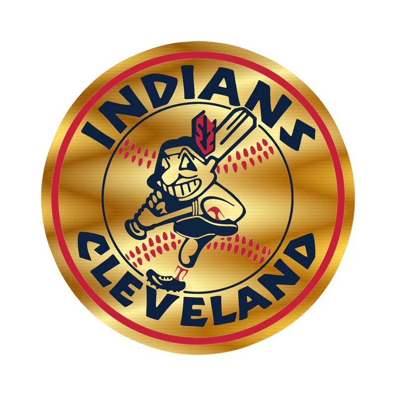Cleveland Indians - White Circle With Chief Wahoo - Gold Chrome Vinyl Sticker - Custom Size