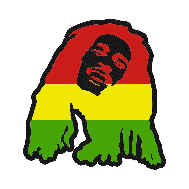 Bob Marley Carbon Fiber Vinyl Decal - Custom Size