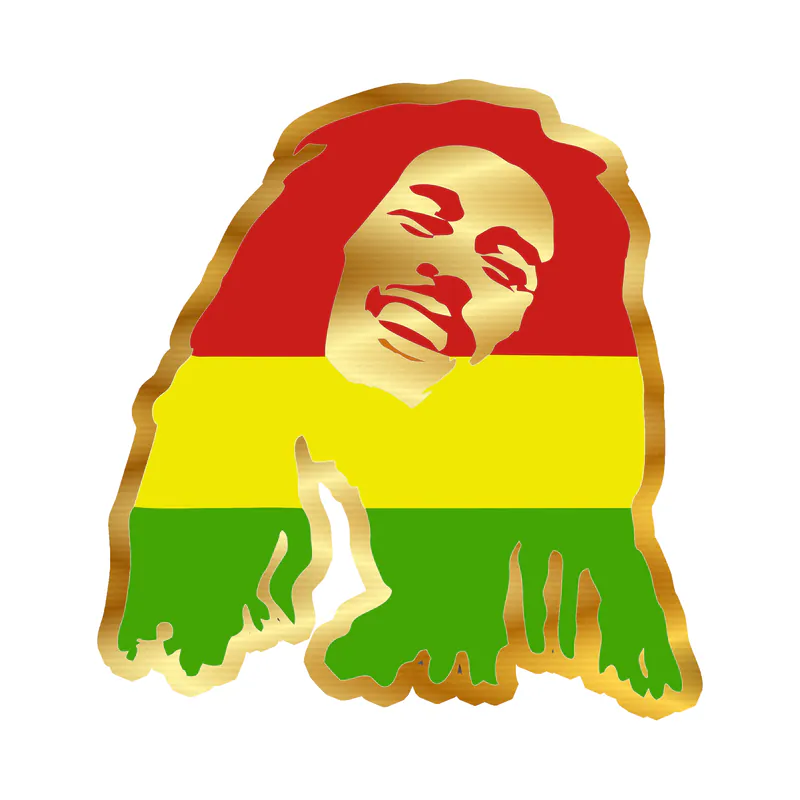 Bob Marley Gold Chrome Vinyl Decal - Custom Size