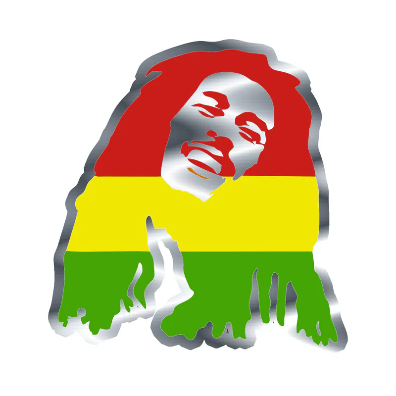 Bob Marley Silver Chrome Vinyl Decal - Custom Size