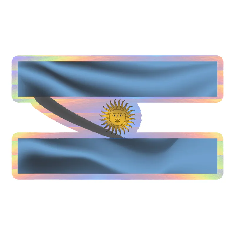 Argentina Flag Waving Holographic Vinyl Decal - Custom Size