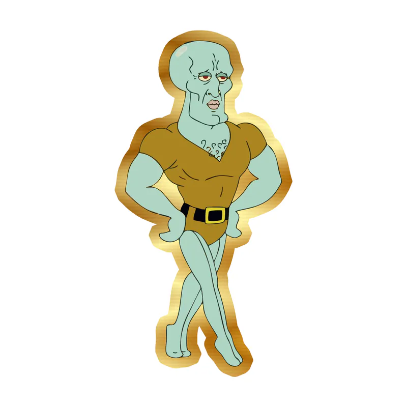 Spongebob - Handsome Squidward Gold Chrome Vinyl Decal - Custom Size