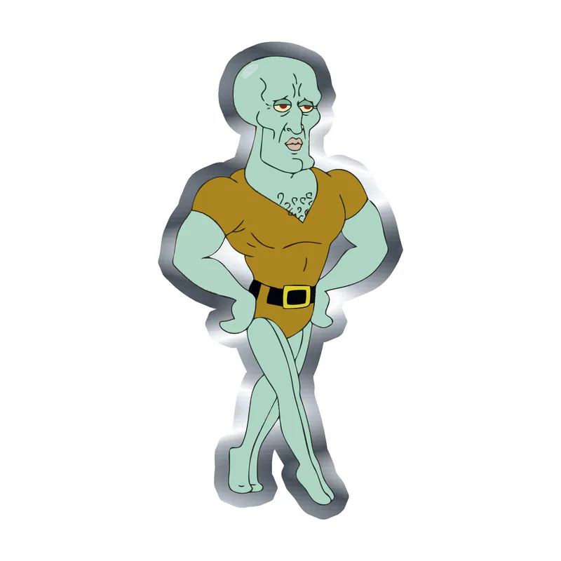 Spongebob - Handsome Squidward Silver Chrome Vinyl Decal - Custom Size