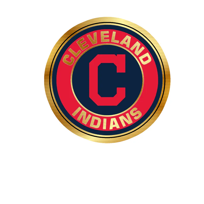 Cleveland Indians - Blue and Red Circle - Gold Chrome Vinyl Sticker - Custom Size