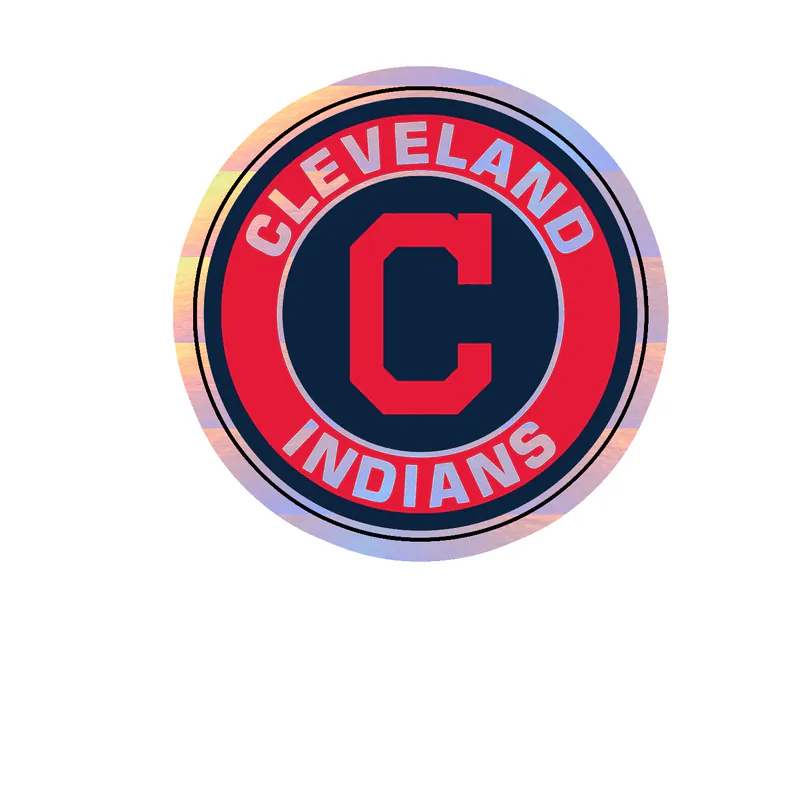 Cleveland Indians - Blue and Red Circle - Holographic Vinyl Sticker - Custom Size
