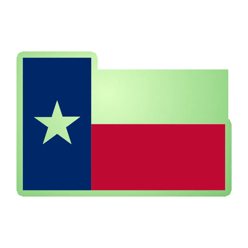 Texas Flag Glow in the Dark Vinyl Decal - Custom Size