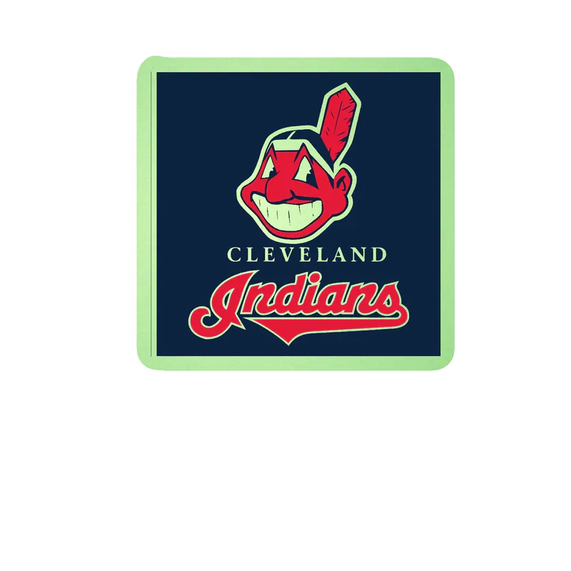 Cleveland Indians - Blue Box With Chief Wahoo - Glow in the Dark Vinyl Sticker - Custom Size