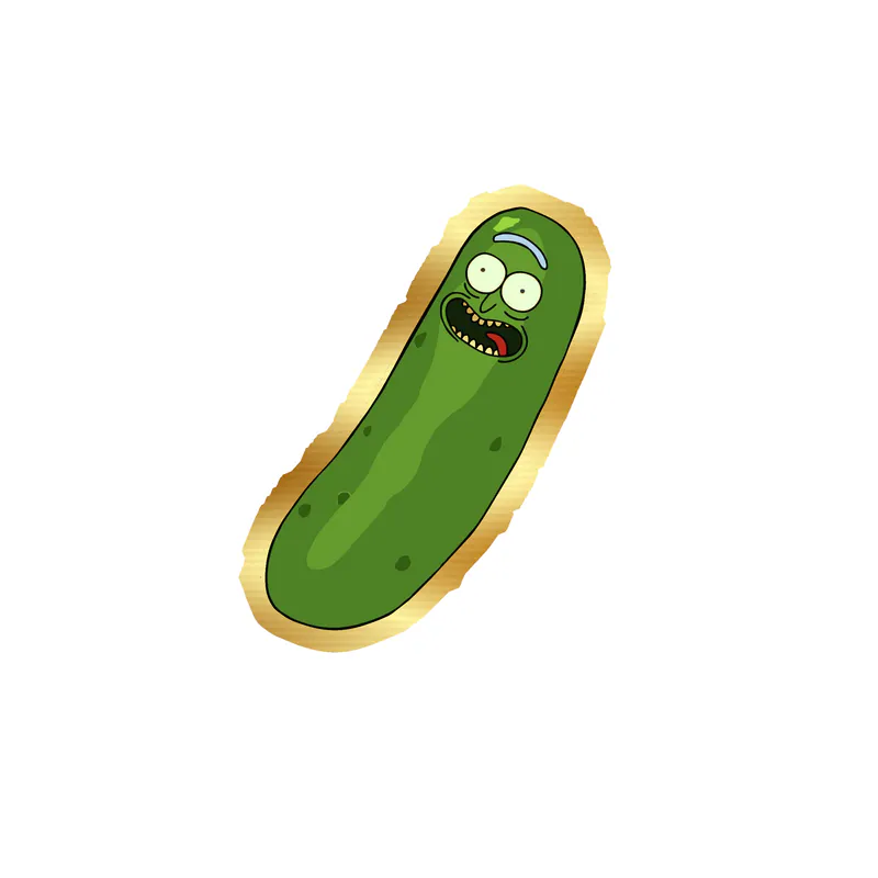Rick And Morty - Pickle Rick - Gold Chrome Vinyl Sticker - Custom Size