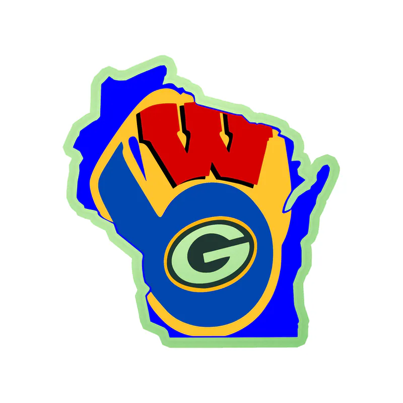 Wisconsin Sport Teams - Mashup - Glow in the Dark Vinyl Sticker - Custom Size