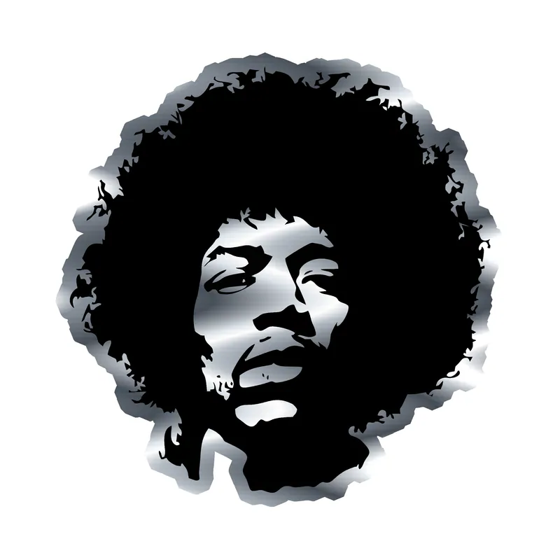 Jimi Hendrix Silver Chrome Vinyl Decal - Custom Size
