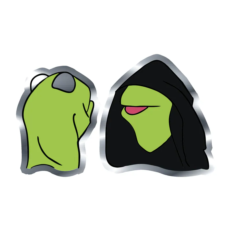 Kermit- Double - Silver Chrome Vinyl Decal - Custom Size