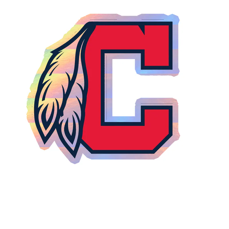 Cleveland Indians - C With Feathers - Holographic Vinyl Sticker - Custom Size