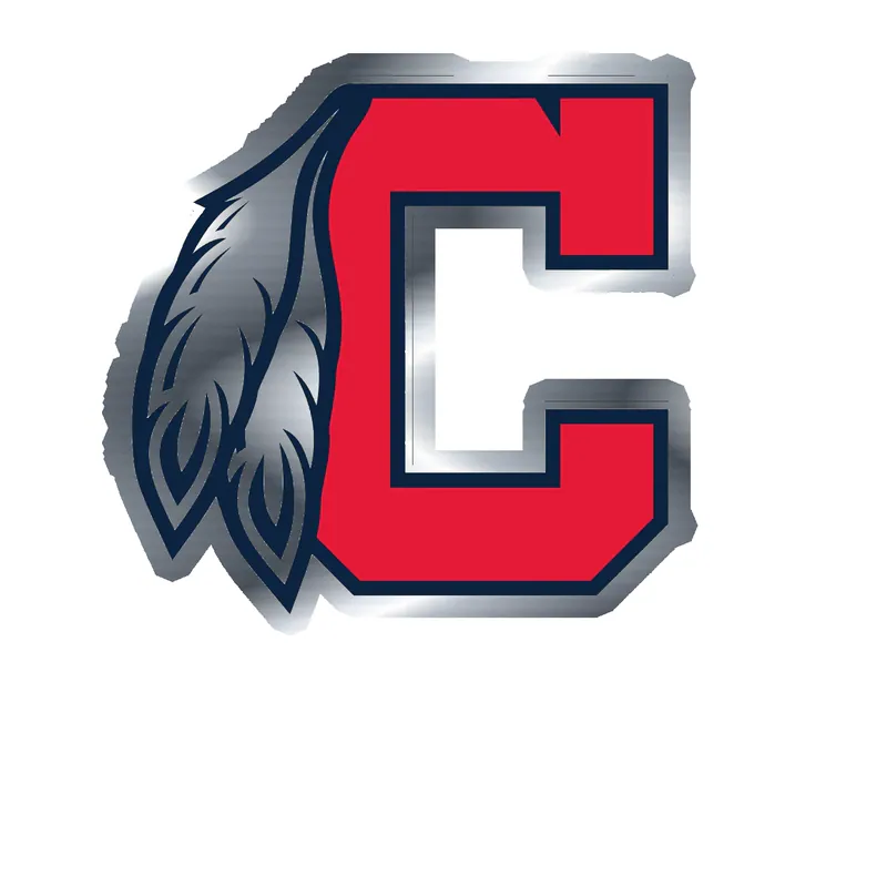 Cleveland Indians - C With Feathers - Silver Chrome Vinyl Sticker - Custom Size