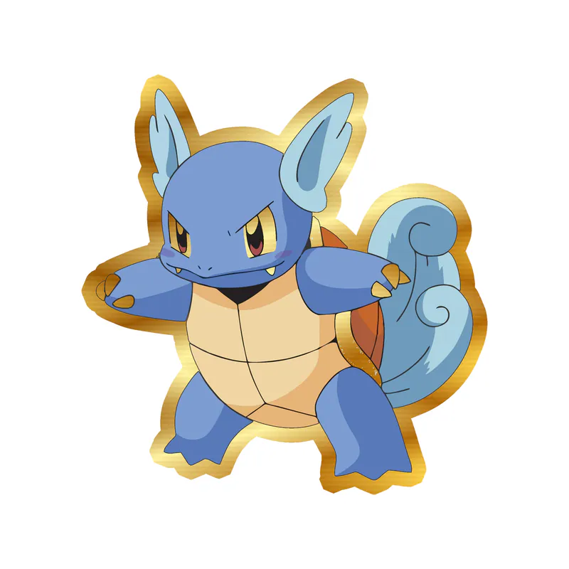 Pikachu - Wartortle Gold Chrome Vinyl Decal