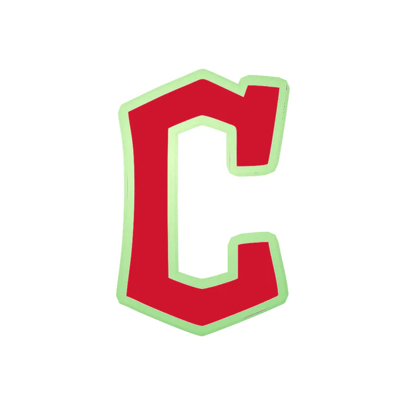 Cleveland Indians - Fancy Red C - Glow in the Dark Vinyl Sticker - Custom Size