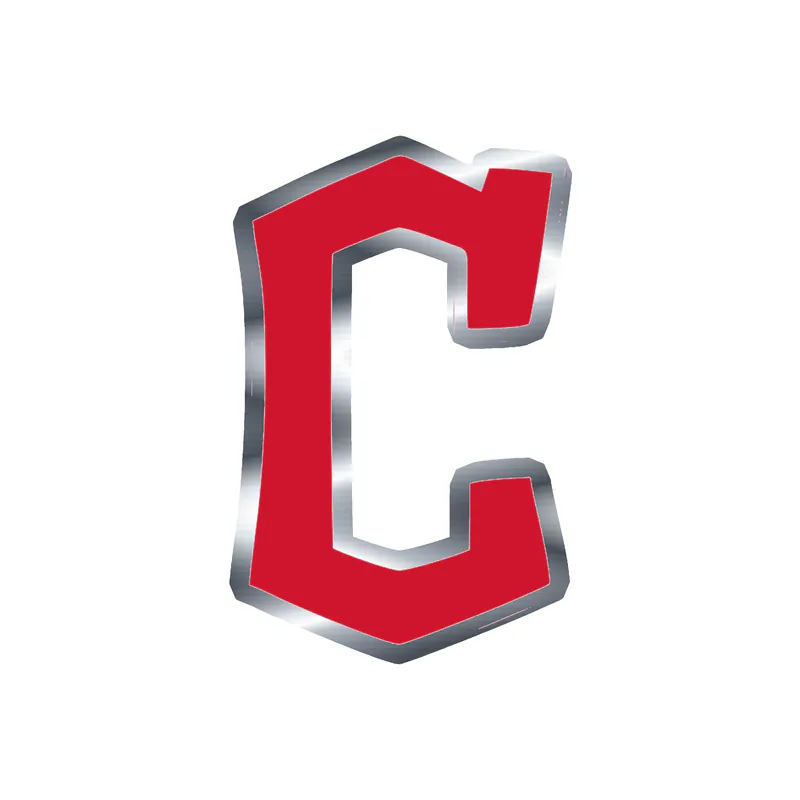 Cleveland Indians - Fancy Red C - Silver Chrome Vinyl Sticker - Custom Size