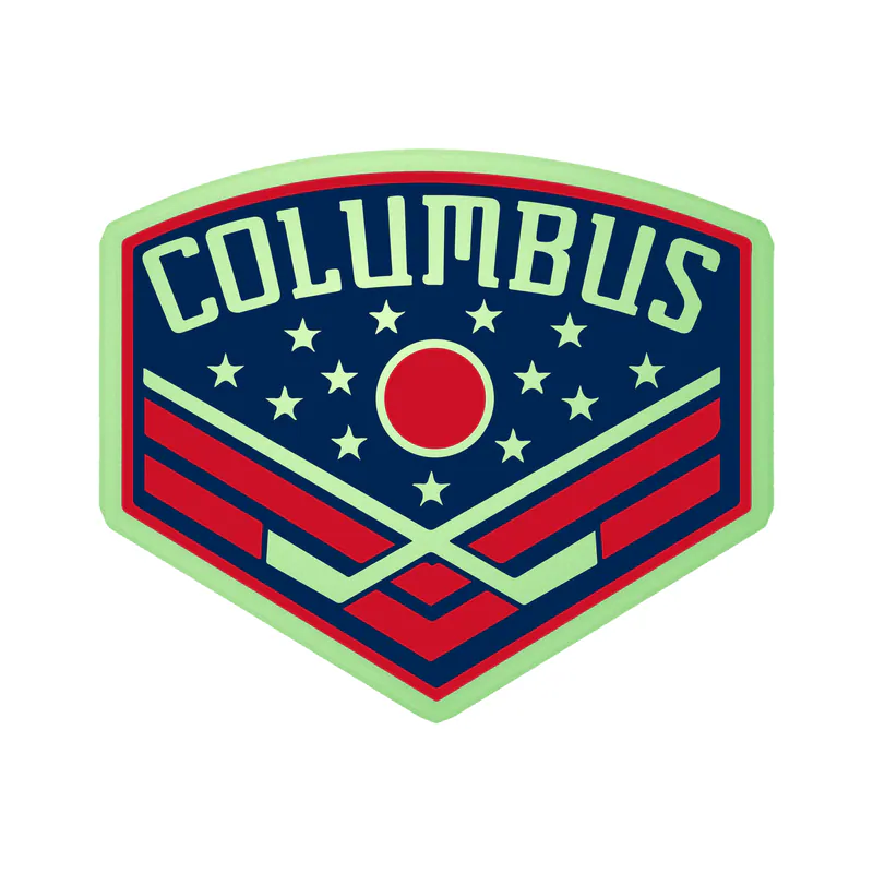 Columbus Blue - Curved Triangle With Columbus - Jackets Glow in the Dark Vinyl Sticker - Custom Size