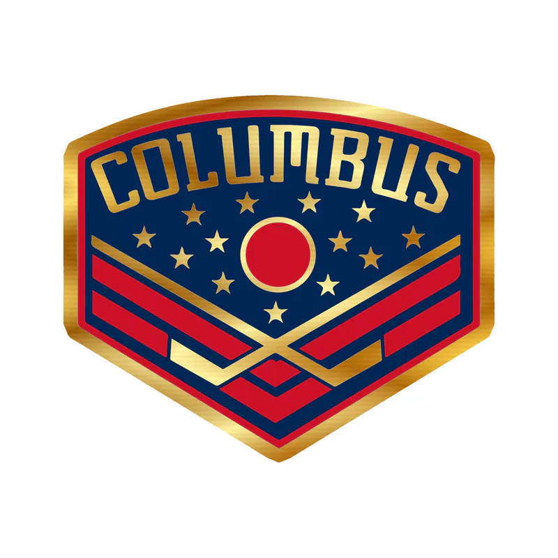 Columbus Blue - Curved Triangle With Columbus - Jackets Gold Chrome Vinyl Sticker - Custom Size