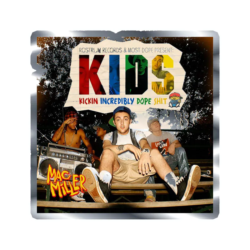 Mac Miller - Album Cover - Kids Silver Chrome Vinyl Sticker - Custom Size