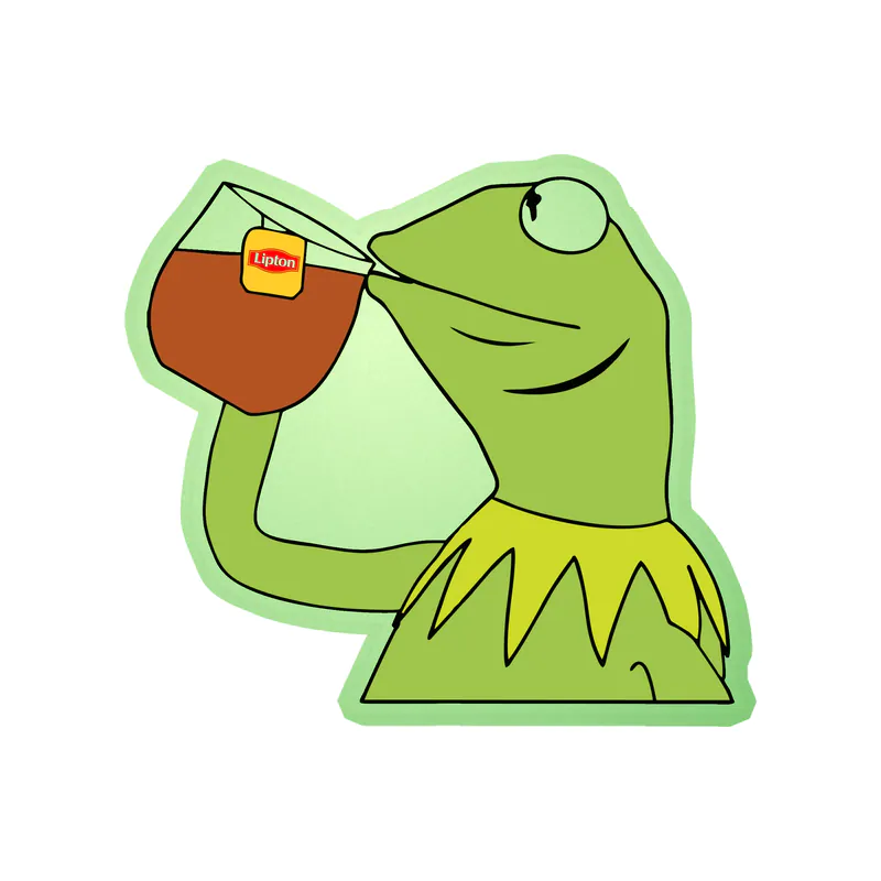Kermit- Tea - Glow in the Dark Vinyl Decal - Custom Size